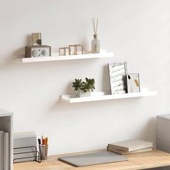 Wall Shelf Set of 2 High gloss white MDF 23.6x3.5x1.2 in