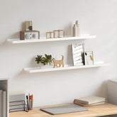 Wall Shelf Set of 2 High gloss white MDF 31.5x3.5x1.2 in