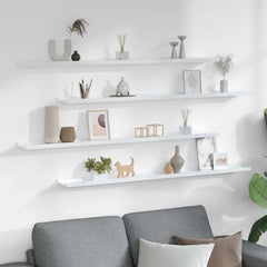 Wall Shelves 4 pcs High Gloss White 45.3x3.5x1.2