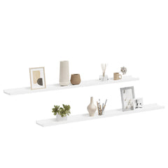 Wall Shelf Set of 2 White MDF 45.3 x 3.5 x 1.2 in Wall mounting