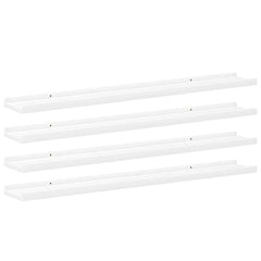 Wall Shelf Set of 4 White MDF Long Wall Shelf Rectangular