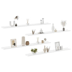 Wall Shelf Set of 4 White MDF 45.3 in Wall mounting