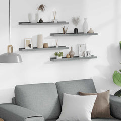 Wall Shelf Set of 4 Grey MDF 23.6 x 3.5 x 1.2 in Stylish Design