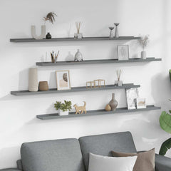 Wall Shelf Set of 4 Grey MDF Medium Wall Mounting