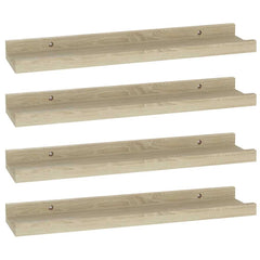 Wall Shelf Set of 4 Sonoma Oak MDF 15.7 x 3.5 x 1.2 in Modern