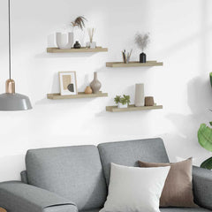 Wall Shelf Set of 4 Sonoma Oak MDF 15.7 x 3.5 x 1.2 in Modern