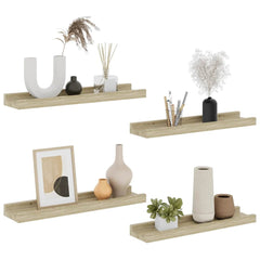 Wall Shelf Set of 4 Sonoma Oak MDF 15.7 x 3.5 x 1.2 in Modern
