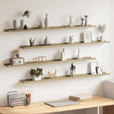 Wall Shelf Set of 4 Sonoma Oak MDF Large Wall Mounting