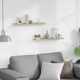 Wall Shelf Set of 2 White and Sonoma Oak MDF 23.6in long