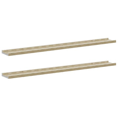 Wall Shelf Set of 2 White and sonoma oak