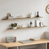 Wall Shelf Set of 2 White and Sonoma Oak MDF 45.3x3.5x1.2 in