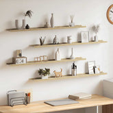 Wall Shelf Set of 4 White and Sonoma Oak MDF Medium
