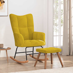 Rocking Chair With Stool Mustard yellow