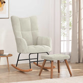 Rocking Chair With Stool Cream White Velvet Medium Rocking Chair