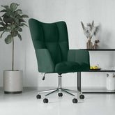 Relaxing Chair Dark Green Velvet (100% Polyester), Steel, Foam