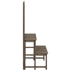 Gray solid fir wood plant stand with two shelves and trellis, 27.5x16.5x45.2 inches tall