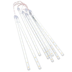 Eight 1-foot warm white LED meteor rain light tubes with wires, 192 LEDs total.