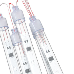 Eight 2ft tubes of cold white LED meteor rain lights with USB power and weather resistance