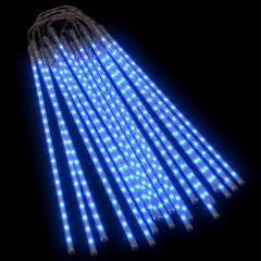 Twenty blue LED meteor shower light tubes for outdoor use with a cascading effect.