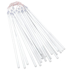 Set of 20 blue LED meteor shower tubes with wires for outdoor decoration lighting.