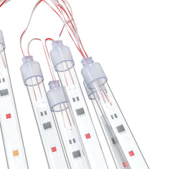 Eight 1ft colorful LED tubes designed for indoor and outdoor meteor shower lighting.