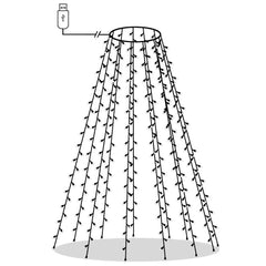 Bostome Christmas tree net lights with 180 cold white LEDs and USB power, 70.9 inches tall.