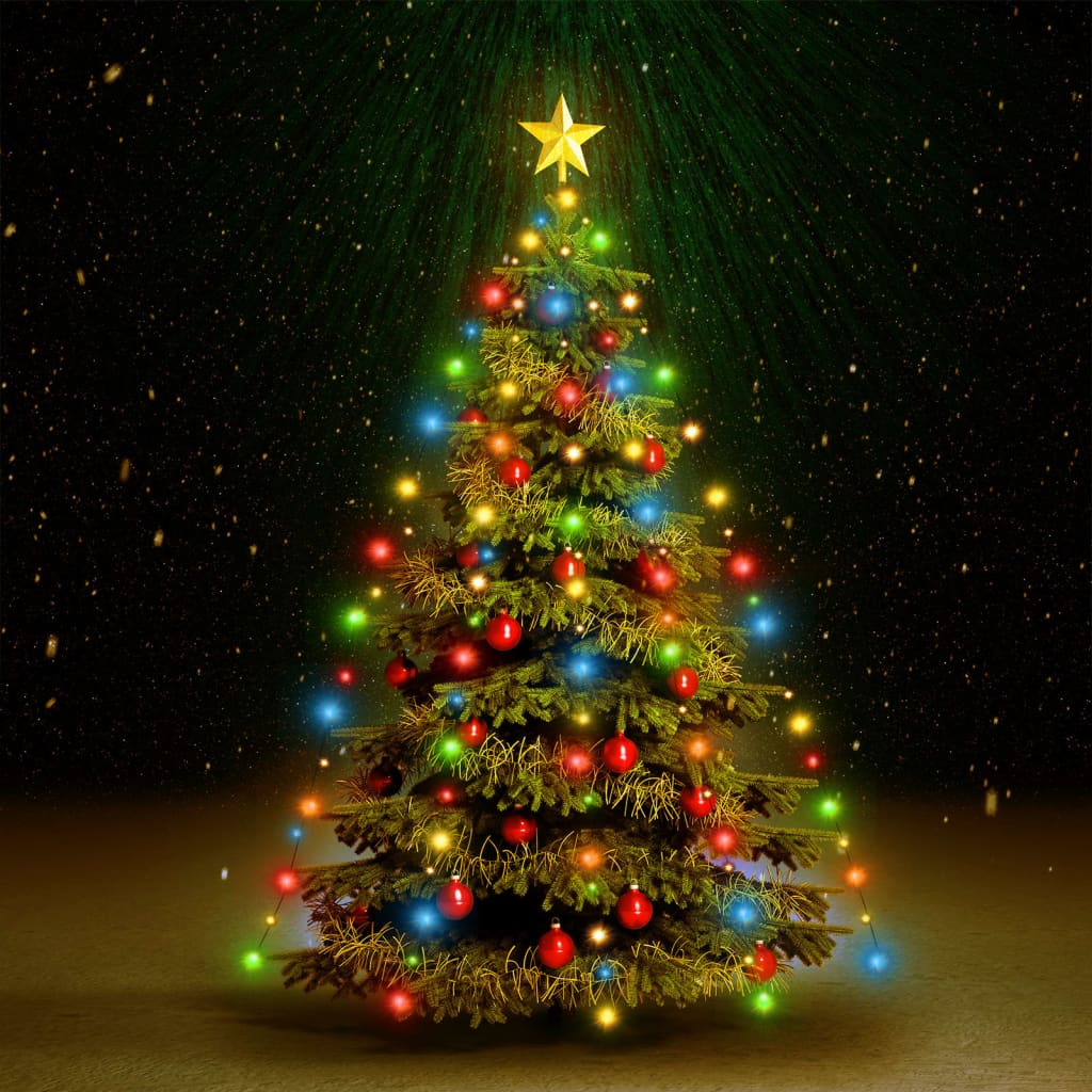 A net of 210 colorful LED lights designed for wrapping 82.6-inch Christmas trees.