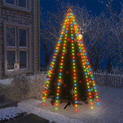Christmas tree net lights with 300 colorful LEDs for 118-inch trees, evenly draped and glowing.