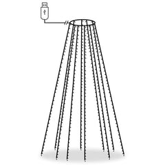USB-powered net light with 400 cold white LEDs in a 10-string grid for 157.5-inch Christmas trees.