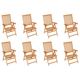 Garden Chair Set of 8 Teak Solid Teak Wood Standard Foldable