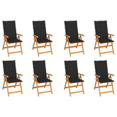 Garden Chair Set of 8 Teak wood and black Teak wood and polyester
