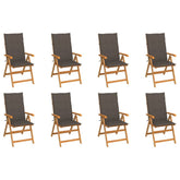 Reclining Patio Chairs with Cushions 8 pcs Solid Teak Wood