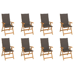 Reclining Patio Chairs with Cushions 8 pcs Solid Teak Wood