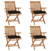 Patio Chair Set of 4 Teak Wood and Taupe Solid Teak Wood Standard
