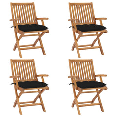 Patio Chair Set of 4 Teak Wood and Taupe Solid Teak Wood Standard