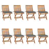 Garden Chair Set of 8 Grey Teak Teak wood, Polyester Standard