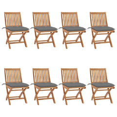 Garden Chair Set of 8 Grey Teak Teak wood, Polyester Standard