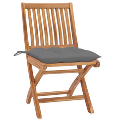 Garden Chair Set of 8 Grey Teak Teak wood, Polyester Standard