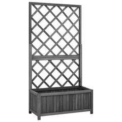 Black firwood garden trellis planter with a spacious flower box and built-in trellis for climbing plants.