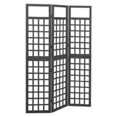 3-Panel Room Divider/Trellis Solid Fir Wood Black 47.6x70.9