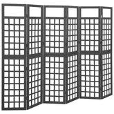 6-Panel Room Divider/Trellis Solid Fir Wood Black 95.5x70.9