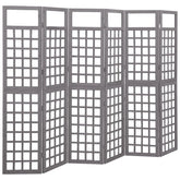 6-Panel Room Divider/Trellis Solid Fir Wood Gray 95.5x70.9