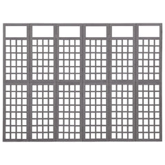 6-Panel Room Divider/Trellis Solid Fir Wood Gray 95.5x70.9