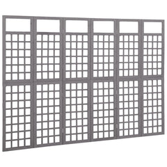 6-Panel Room Divider/Trellis Solid Fir Wood Gray 95.5x70.9