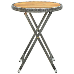 Tea Table Gray 23.6 Poly Rattan and Solid Acacia Wood