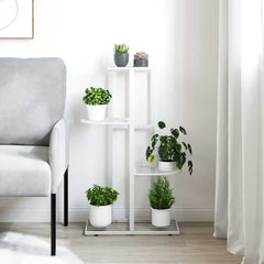 Plant Stand White Metal Medium Shelving Plant Stand
