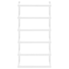 White steel towel rack, wall-mounted with five shelves, 9.4x4.7x18.9 inches.