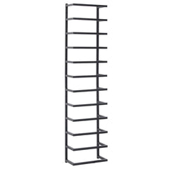 Black steel wall-mounted towel rack, 37.8 inches tall with multiple bars.