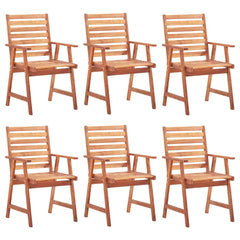 Patio Chair Set of 6 Wood and Green Cushion