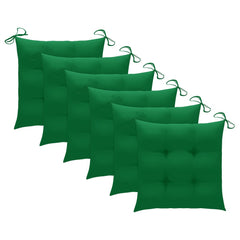 Patio Chair Set of 6 Wood and Green Cushion